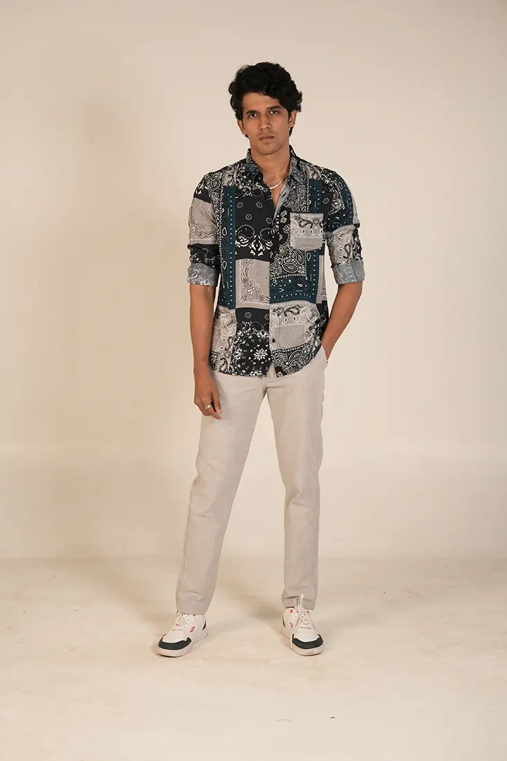 Midnight Patchwork Print Shirt