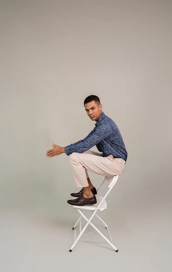 Indigo Micro-Print Shirt