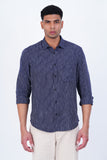 WHITE STRIPE ON NAVY CASUAL SHIRT
