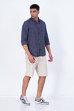 WHITE STRIPE ON NAVY CASUAL SHIRT