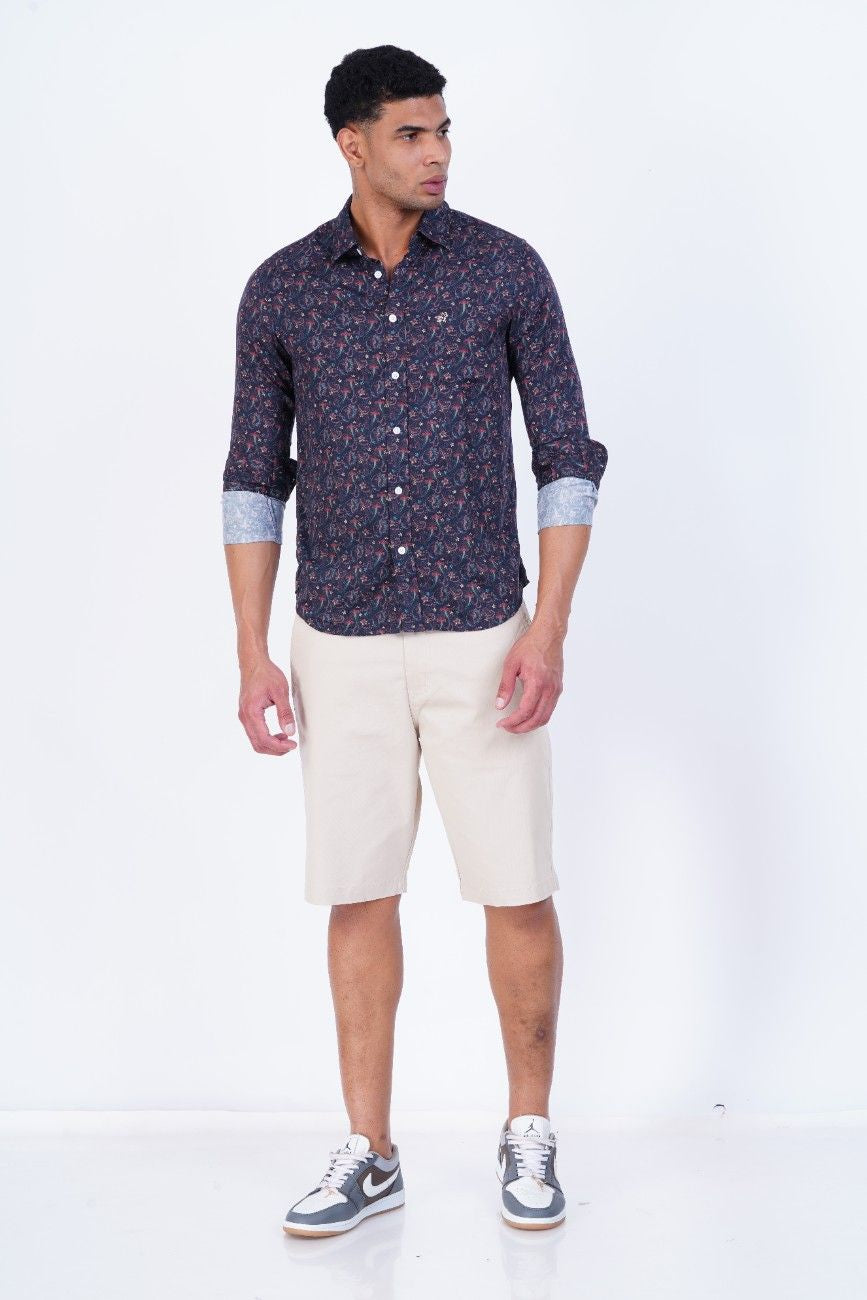 Navy Micro Floral Print Shirt