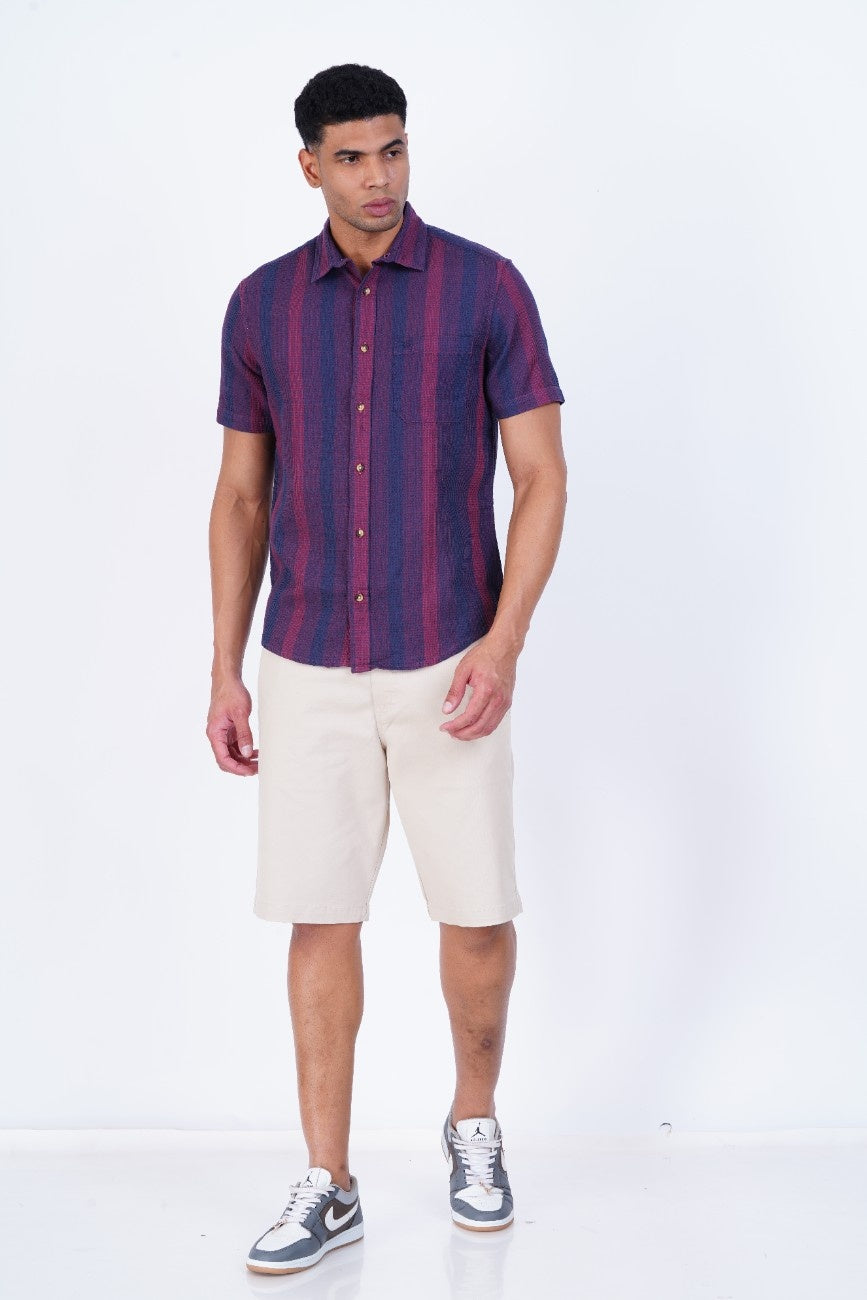 Maroon Navy Stripe Shirt