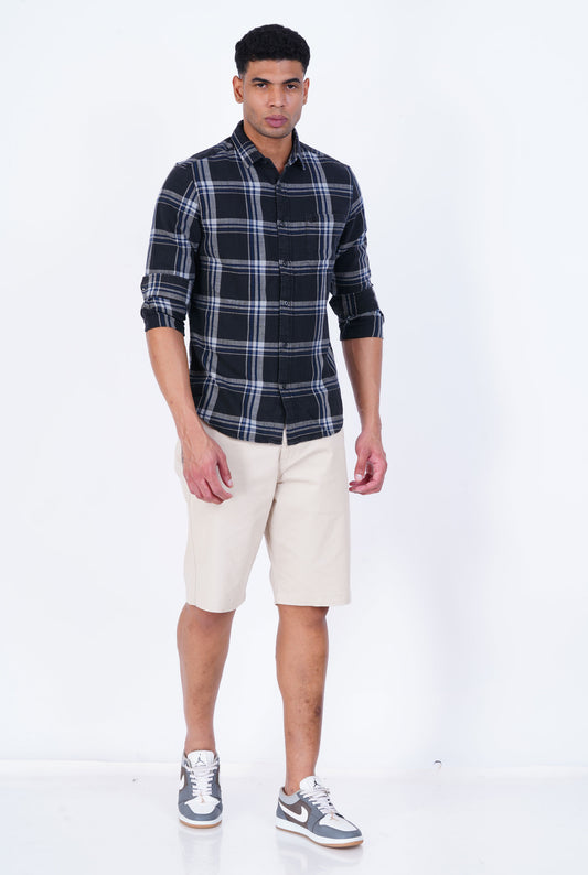 DENIM BLACK CHECKED  CASUAL SHIRT
