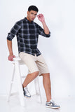 DENIM BLACK CHECKED  CASUAL SHIRT
