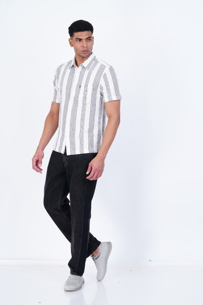 White Graphite Vertical Stripe Shirt