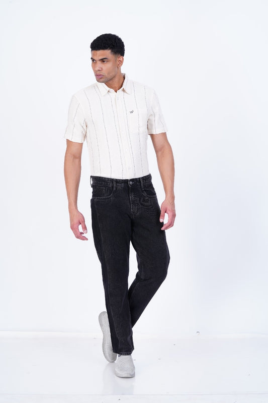 C&S Jet Black Straight-Fit Jeans