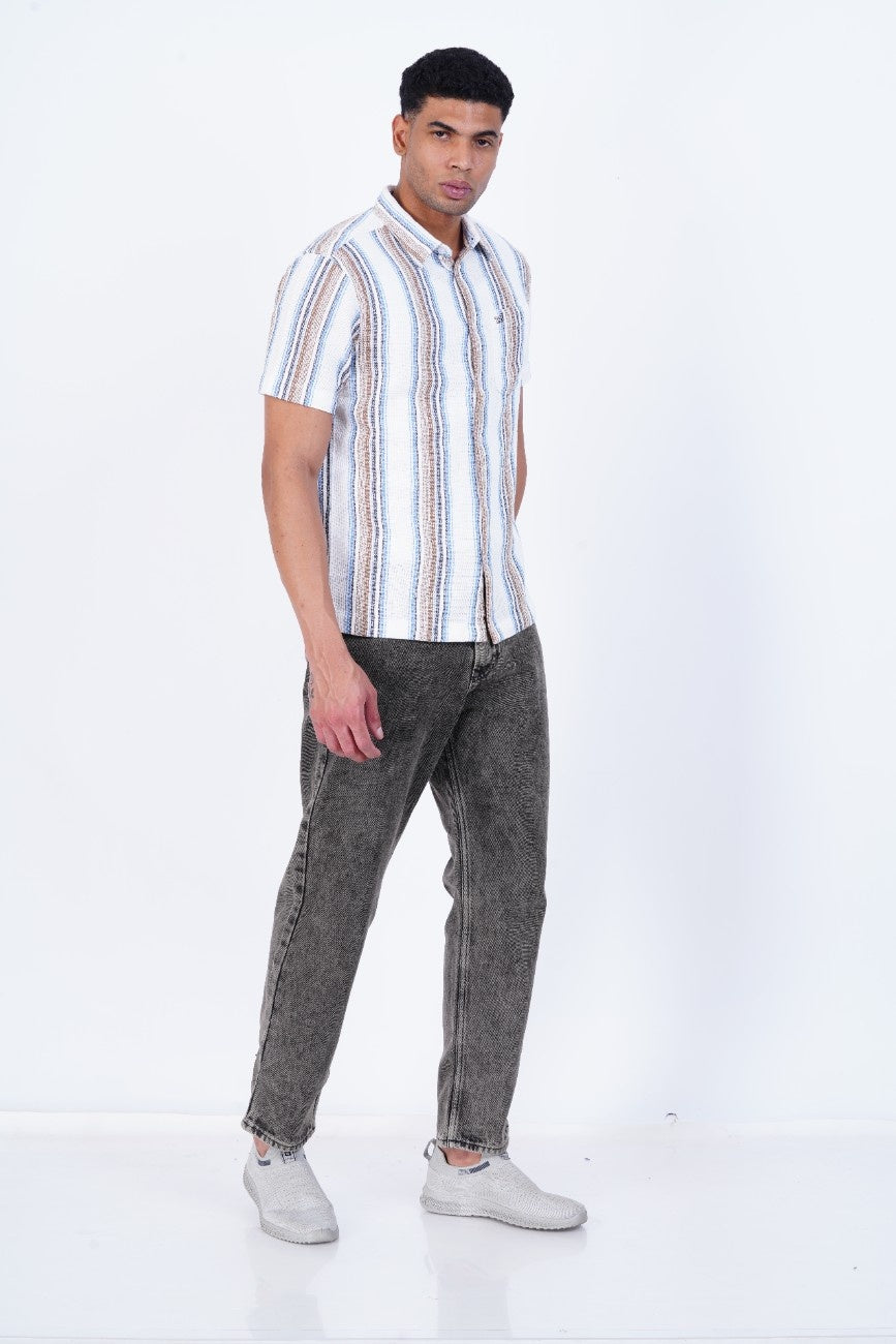 Sand Blue Vertical Texture Shirt
