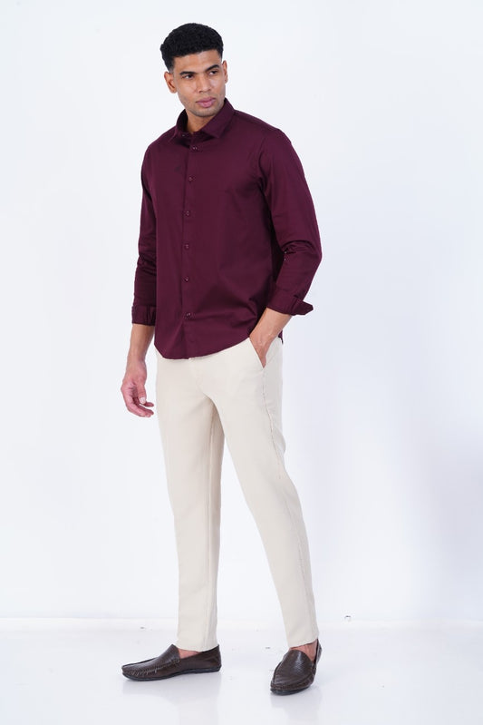 C&S Deep Maroon Classic Regular Fit Shirt