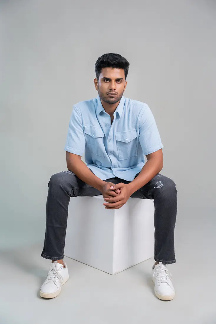 Sky Blue Utility Pocket Shirt