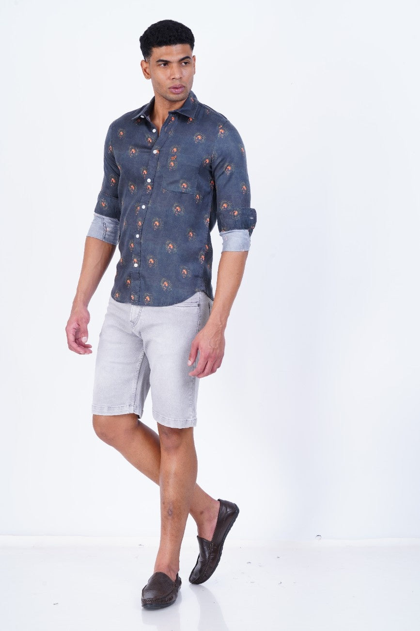 Indigo Rust Mini Motif Shirt