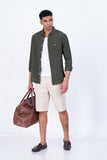 OLIVE STRIPED  CASUAL SHIRT