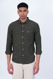 OLIVE STRIPED  CASUAL SHIRT