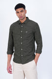 OLIVE STRIPED  CASUAL SHIRT