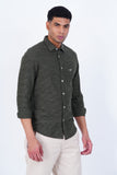 OLIVE STRIPED  CASUAL SHIRT