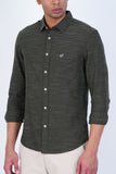 OLIVE STRIPED  CASUAL SHIRT