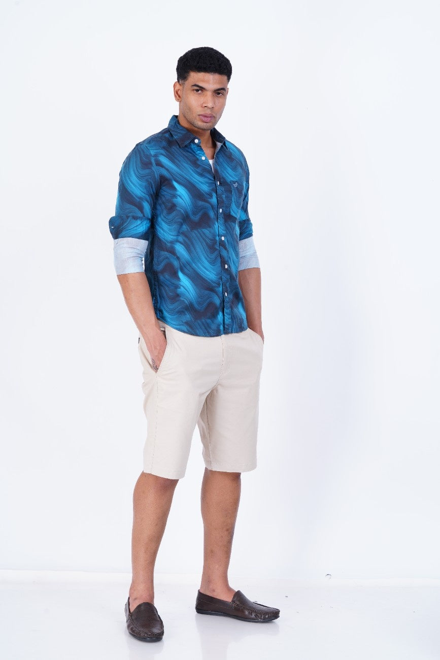 Ocean Wave Print Shirt
