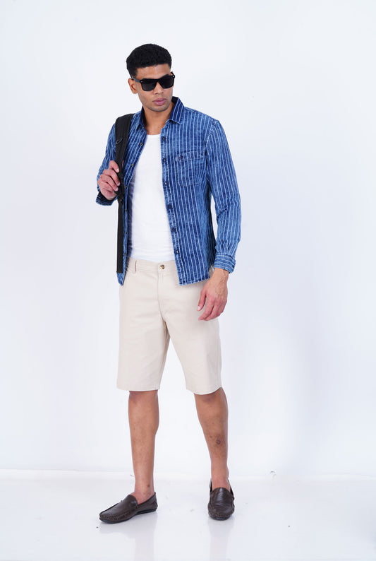DENIM STRIPED CASUAL SHIRT