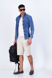 DENIM STRIPED CASUAL SHIRT