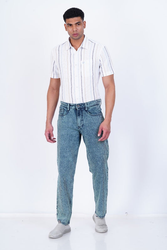 C&S Ocean Blue Straight-Fit Jeans