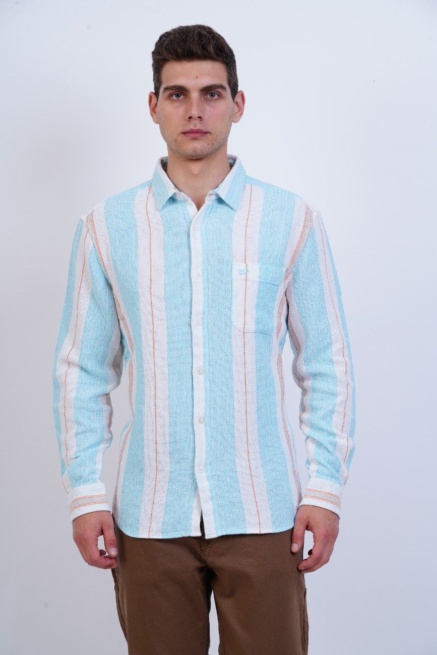 Aqua Pastel Vertical Stripe Shirt