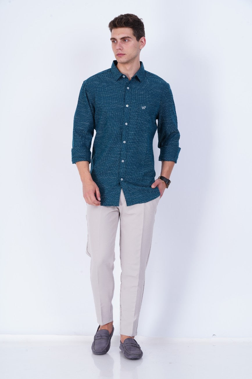 C&S Teal Blue Regular Fit Shirt