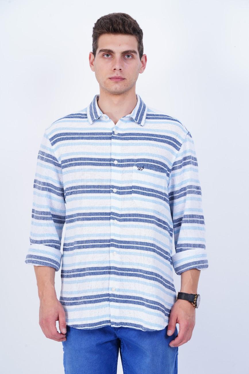 Sky Blue Horizontal Stripe Shirt