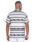 COTTON JAQUARD CUBAN COLLAR CASUAL SHIRT