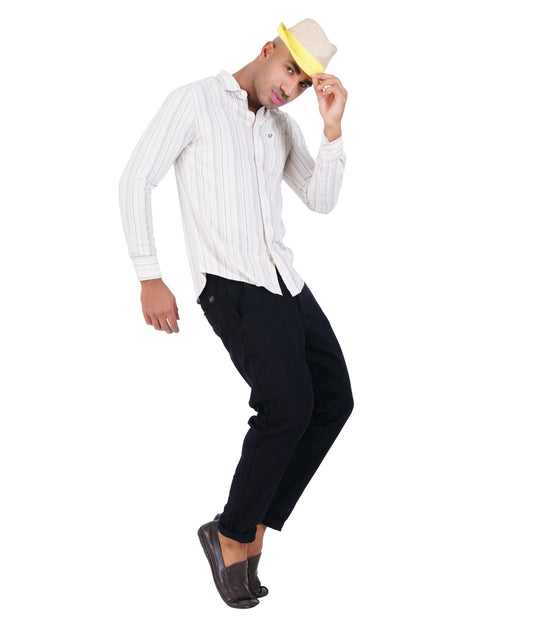 OFF WHITE CREAM STRIPE CASUAL SHIRT