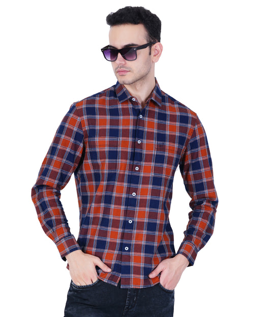 COTTON DENIM CHECKED  CASUAL SHIRT