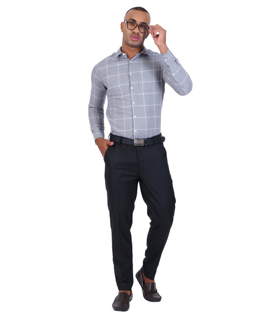 COTTON JAQUARD CHECKED FORMAL  SHIRT