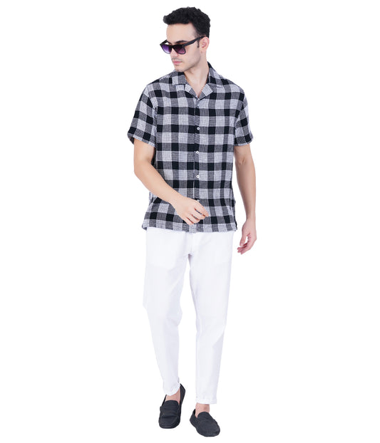 CUBAN COLLAR HONYCOMB  SHIRT