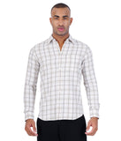 COTTON OFF WHITE TWILL  CHECKED  CASUAL SHIRT