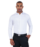 COTTON WHITE SOLID DOBBY CASUAL SHIRT