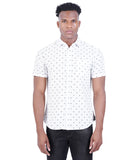 COTTON BLACK WITH WHITE SLIM FIT CASUAL SHIRT