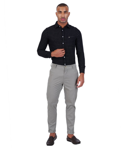 C&S Stone Grey Slim-Fit Trouser