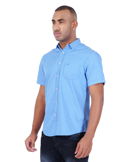 COTTON BLUE STRIPE  CASUAL SHIRT