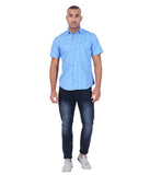 COTTON BLUE STRIPE  CASUAL SHIRT
