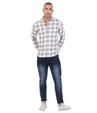 COTTON WHITE L.MUSTED CHECKED CASUAL  SHIRT