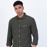 COTTON OLIVE STRIPED  CASUAL SHIRT