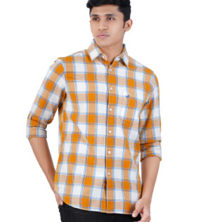 Shirt white and orange checks