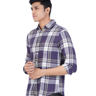 Shirt purple and white checks