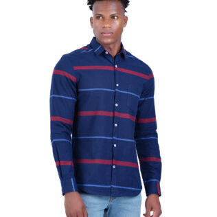 Shirt Navyblue & red stripes