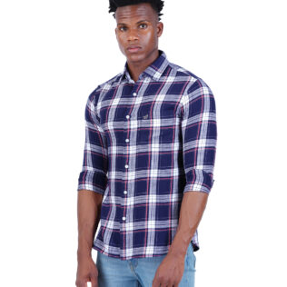 Shirt navy blue and white