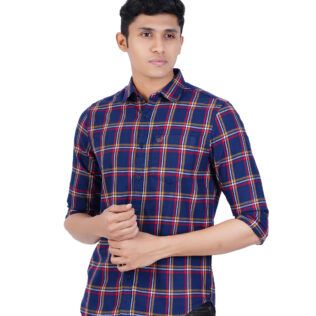 Shirt navyblue red and yellow checks