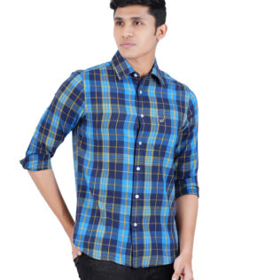 Shirt dark blue and light blue checks