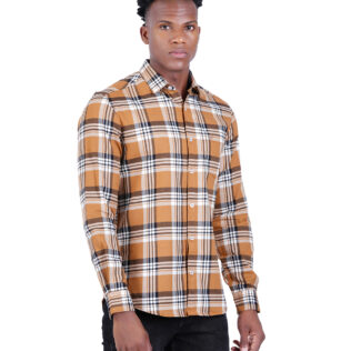 Shirt brown & white checks