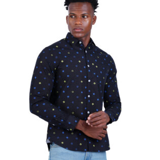 Shirt Navy blue and Yellow dots