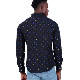 Shirt Navy blue and Yellow dots