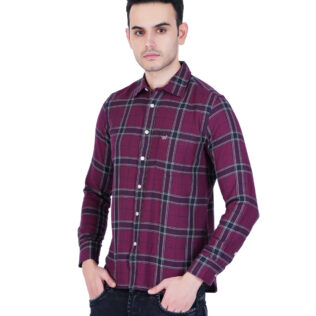 Shirt violet and grey checks