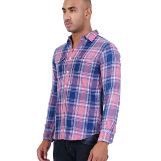 Shirt blue and pink checks